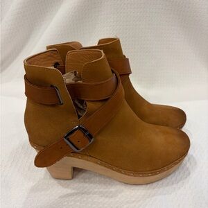 Free People The Bungalow Suede Tan Ankle Scandigirl Clog Boots Size 40/9
